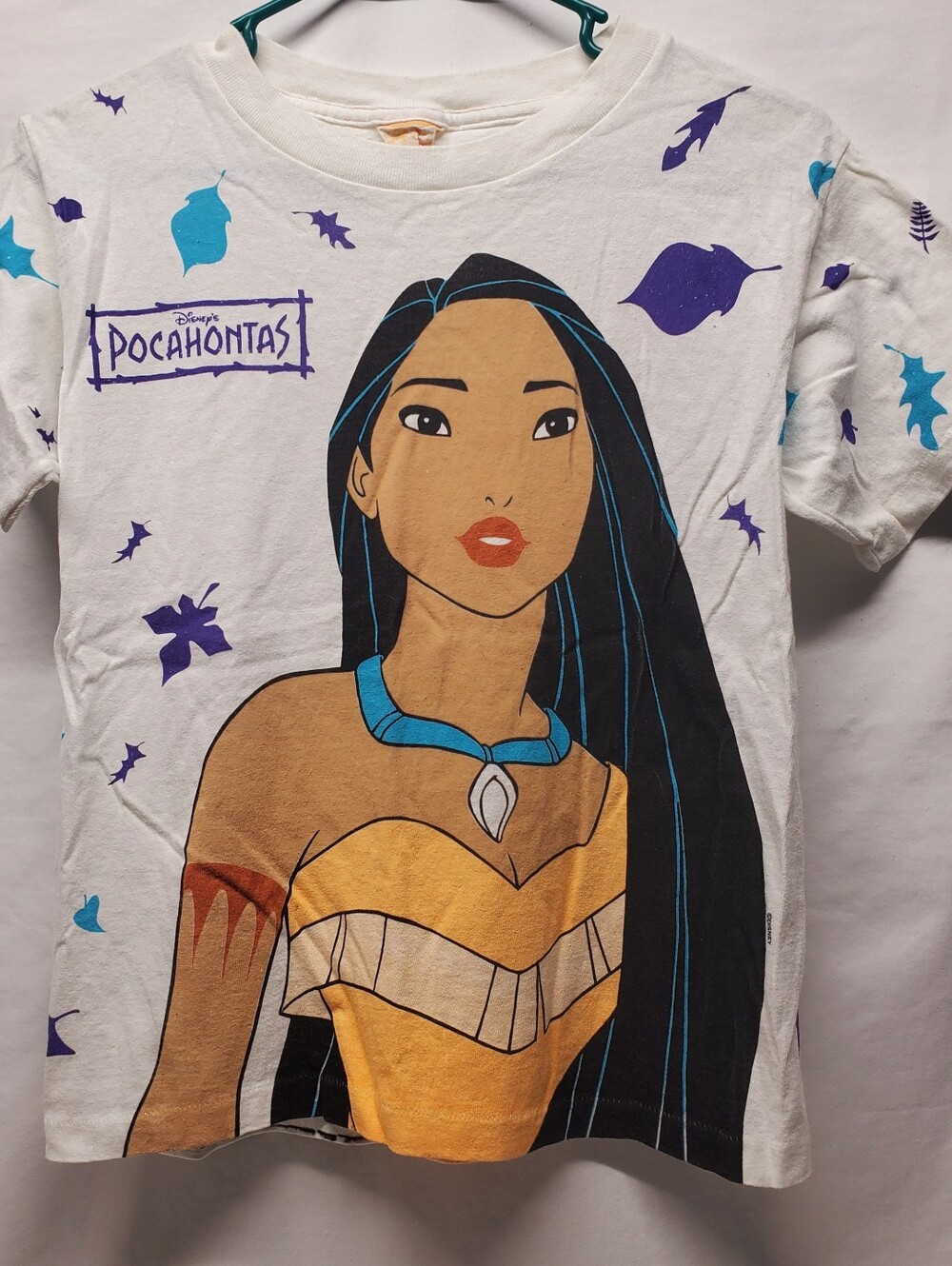 Rare vtg disney 90s movie release single stitch double sided graphic Pocahontas